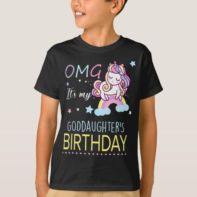 OMG It's My Goddaughter's Birthday Cute Godmother  T-Shirt (Front)