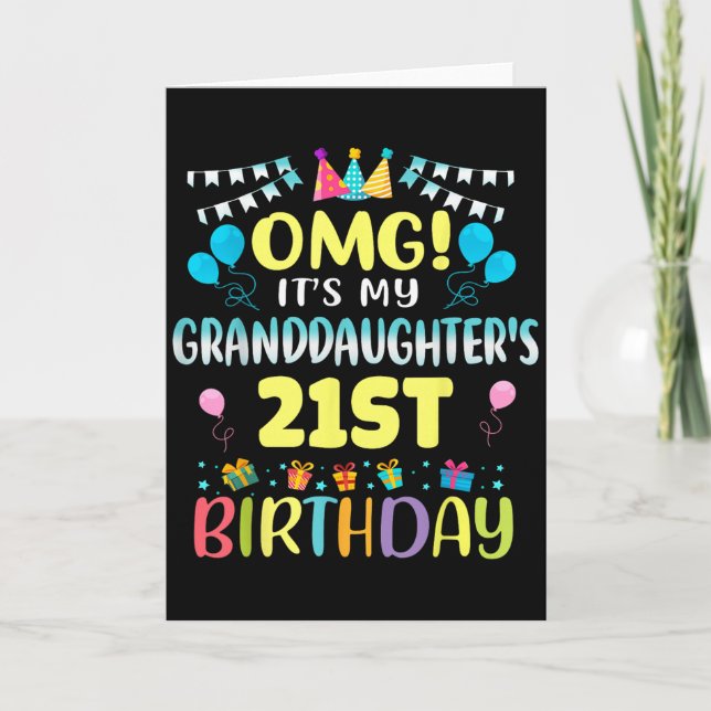 Omg Its My Granddaughters 21st Birthday Sweet 21 Y Card (Front)