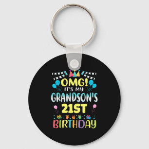Omg Its My Grandsons 21st Birthday Sweet 21 Years  Key Ring