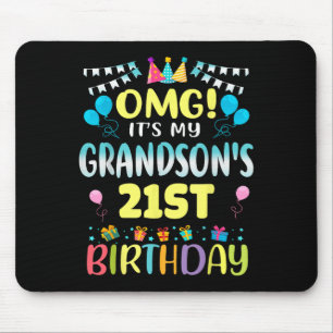 Omg Its My Grandsons 21st Birthday Sweet 21 Years  Mouse Mat