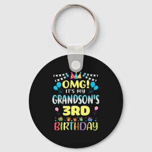 Omg Its My Grandsons 3rd Birthday Sweet 3 Years Ol Key Ring