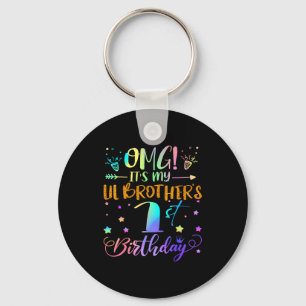 Omg Its My Lil Brothers 1st Birthday Sweet 1 Years Key Ring