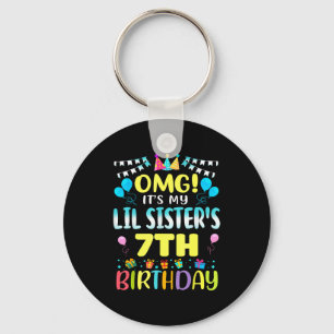 Omg Its My Lil Sisters 7th Birthday Sweet 7 Years Key Ring