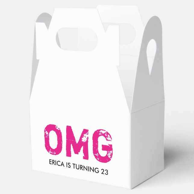 OMG It's Your Birthday Gable Favour Box - Hot Pink (Opened)
