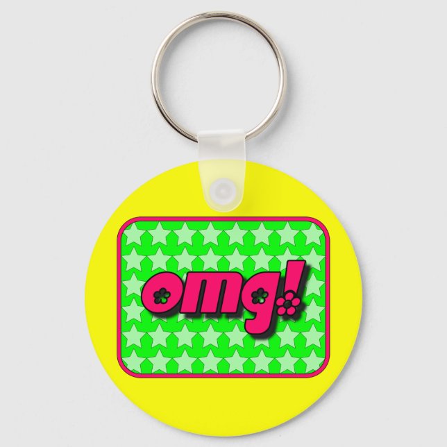 OMG! Keychain with coloured background (Front)