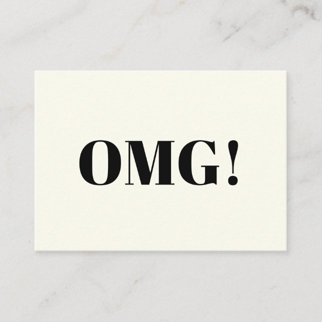 OMG, oh my god, gosh, black ivory greeting card (Front)