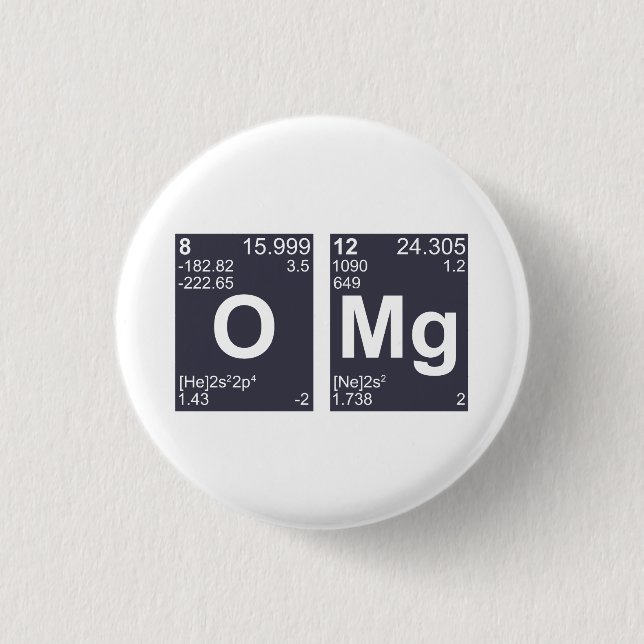 OMG Oh My God Periodic Table Elements 3 Cm Round Badge (Front)