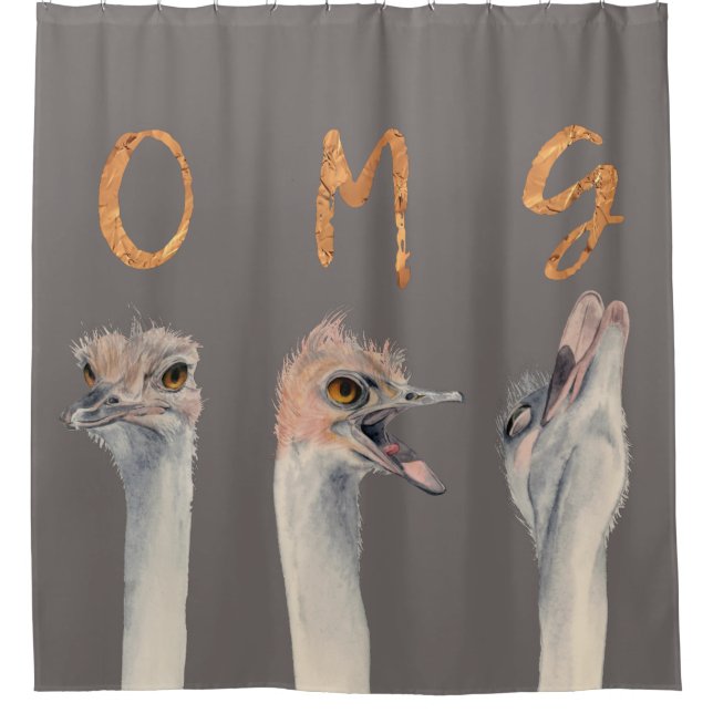 OMG Ostriches Shower Curtain (Front)