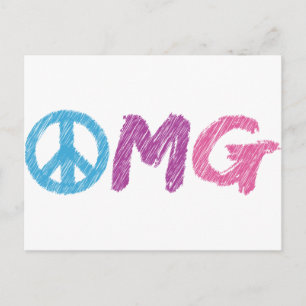 omg peace sign postcard