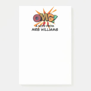OMG Personalised Name Fun Comic Book Post-it Notes