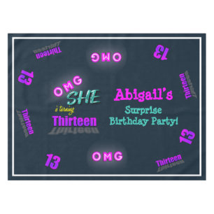 OMG She Is Turning 13 Surprise Party Tablecloth