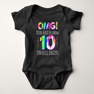 OMG! This Kid Is Now 10 Double Digits Paint Drip Baby Bodysuit