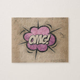 OMG! Vintage Comic Book Steampunk Pop Art Jigsaw Puzzle