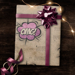 OMG! Vintage Comic Book Steampunk Pop Art Wrapping Paper