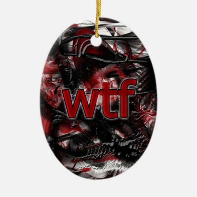 OMG! wtf Ceramic Tree Decoration (Front)