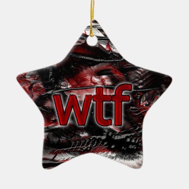 OMG! wtf Ceramic Tree Decoration (Front)
