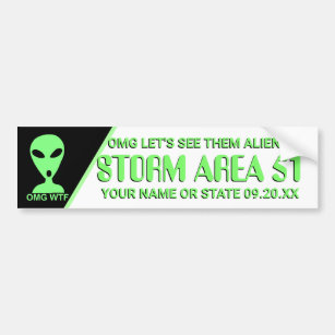 OMG WTF LGM Alien Geek Storm Area 51 Event Bumper Sticker