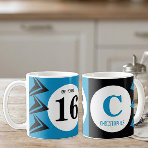 OMG you're 16 monogram name blue and black Coffee Mug