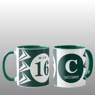 OMG you're 16 monogram name green and white Mug