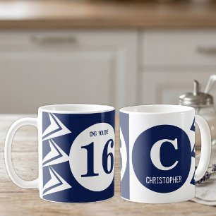 OMG you're 16 monogram name navy and white Coffee Mug