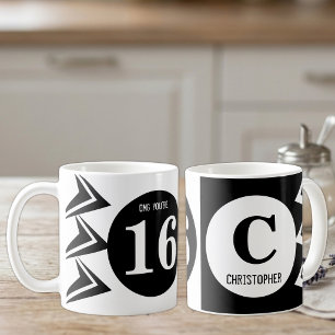 OMG you're 16 monogram name white and black Coffee Mug