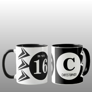 OMG you're 16 monogram name white and black Mug