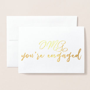 OMG You're Engaged Funny Engagement Congrats Foil Card