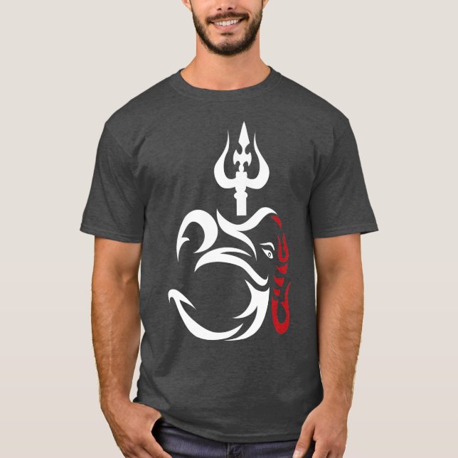 OMGanesha And Lord Shiva Divine Trident Trishul T-Shirt (Front)