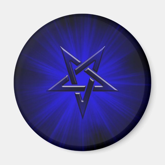 Ominous Blue Inverted Pentagram Magnet (Front)