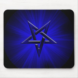 Ominous Blue Inverted Pentagram Mouse Mat
