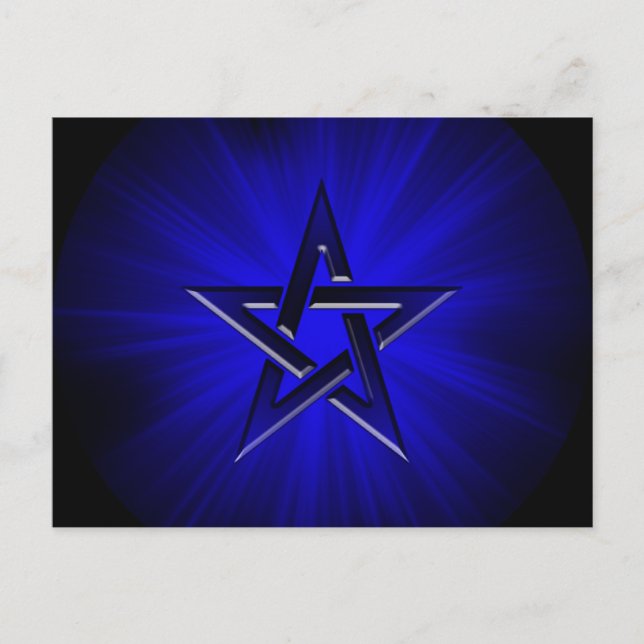 Ominous Blue Pentagram Postcard (Front)