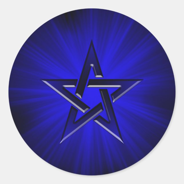 Ominous Blue Pentagram Sticker (Front)