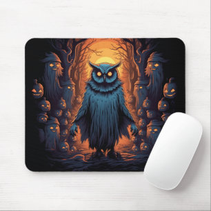 Ominous Owl On Halloween Night Graphic Halloween Mouse Mat