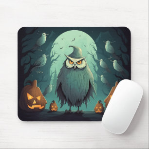 Ominous Owl On Halloween Night Graphic Halloween Mouse Mat