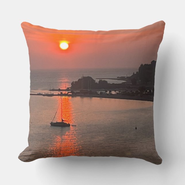 Omis Croatia Sunset Orange Sky Cushion (Front)