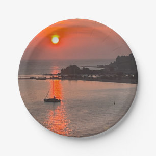 Omis Croatia Sunset Orange Sky Paper Plate