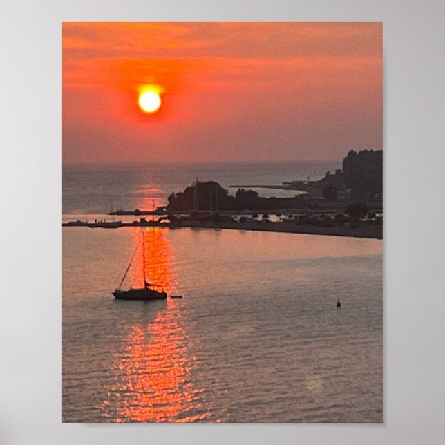 Omis Croatia Sunset Orange Sky Poster (Front)