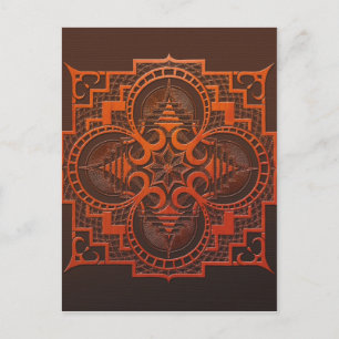 omjarah Woodcut mandala Postcard