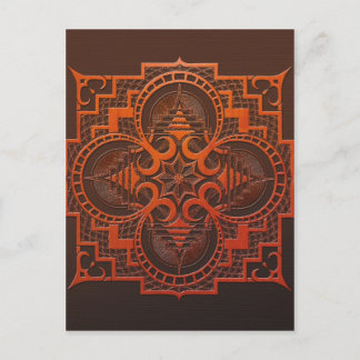omjarah Woodcut mandala Postcard