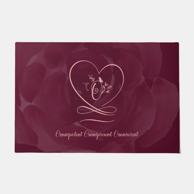 Omnipotent 2 (Cranberry) Love Letter Design   Doormat (Front)