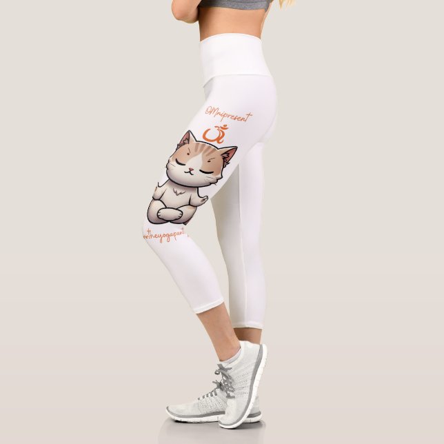 Omnipresent Cat Yoga Capri Leggings (Left)