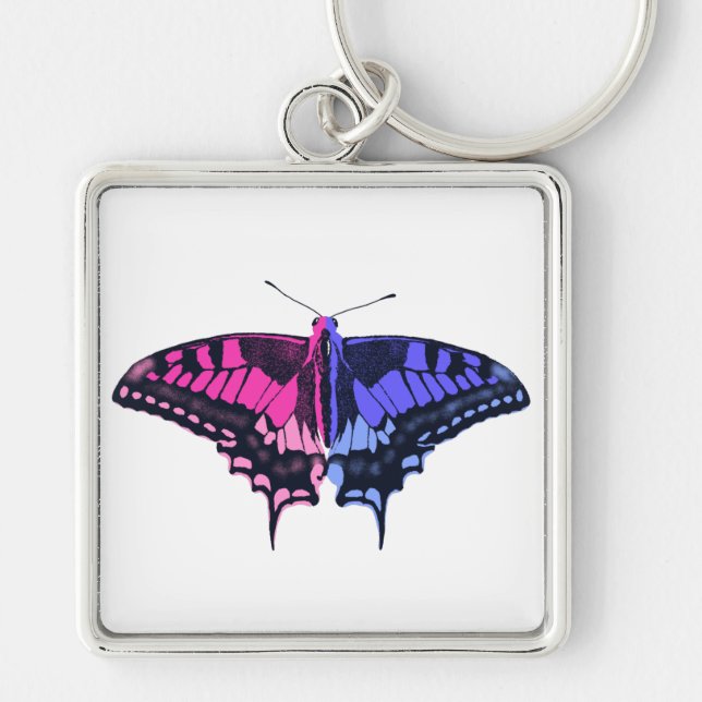 Omnisexual Pride Flag Swallowtail Butterfly Key Ring (Front)