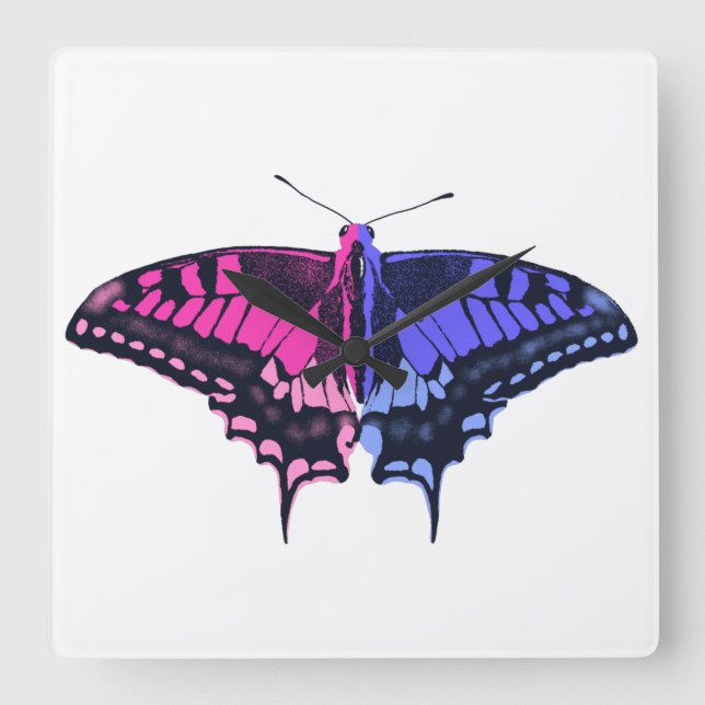 Omnisexual Pride Flag Swallowtail Butterfly Square Wall Clock (Front)