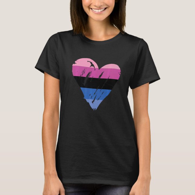 Omnisexual Pride Heart Flag T-Shirt (Front)