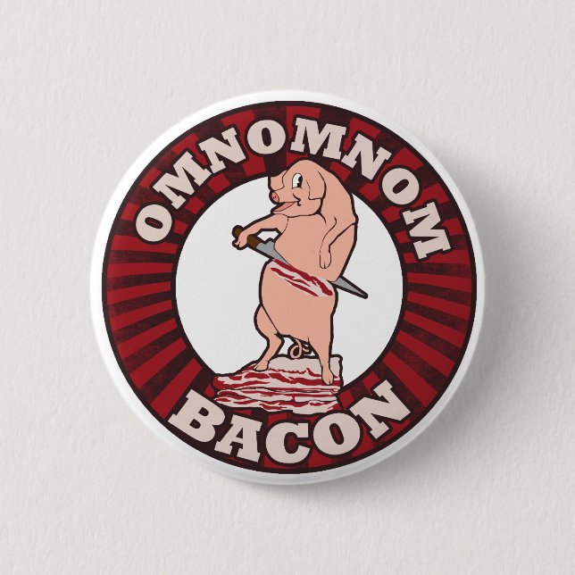 Omnom Bacon Advertising Parody 6 Cm Round Badge (Front)