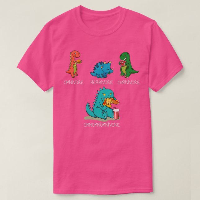 Omnomnomnivore  Funny Food Eating Dinosaur  T-Shirt (Design Front)