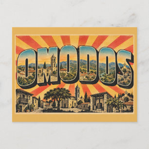 Omodos Village Stone Monastery Mountain Art Postcard