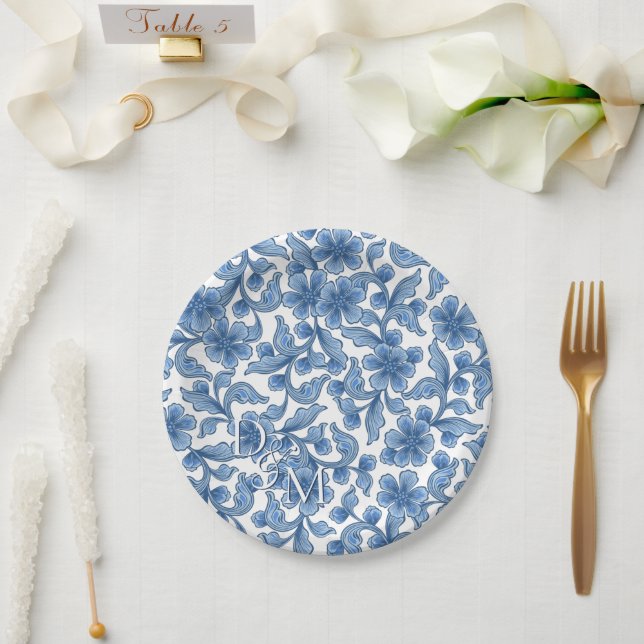 Omphalodes Blue Floral  Paper Plate (Wedding)
