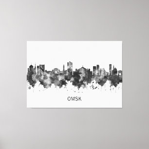 Omsk Russia Skyline BW Canvas Print