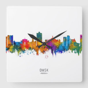 Omsk Russia Skyline Square Wall Clock